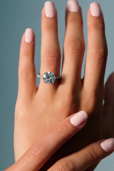 Engagement Ring 3.14 ct Round Diamond I1set in 18K White Gold