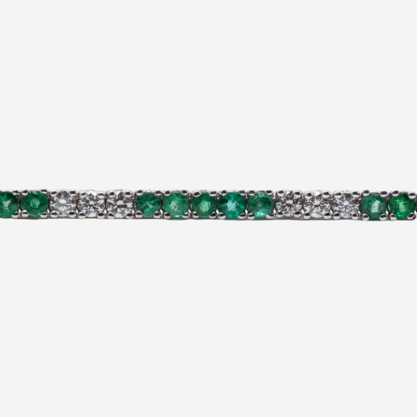 14K White Gold Diamond and Emerald Tennis Bracelet