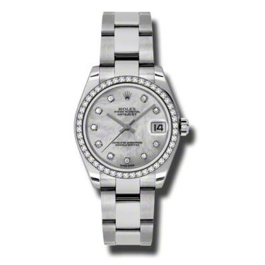 Rolex Pre Owned Datejust Steel and White Gold Custom Mother of Pearl Diamond Dial on Oyster 31mm
