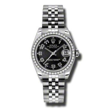 Rolex Pre Owned Datejust Steel and White Gold Black Concentric Arabic Dial on Jubilee 31mm