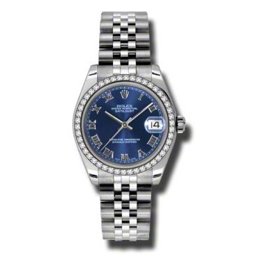 Rolex Pre Owned Datejust Steel and White Gold Blue Roman Dial on Jubilee 31mm