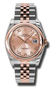 Rolex Pre Owned Datejust Steel and Rose Gold Champagne Roman Dial on Jubilee 36mm