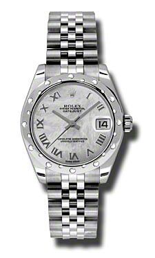 Rolex Pre Owned Datejust Steel and White Gold Mother of Pearl Roman Dial on Jubilee 31mm