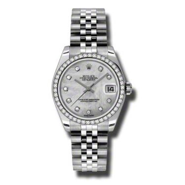 Rolex Pre Owned Datejust Steel and White Gold Custom Mother of Pearl Diamond Dial on Jubilee 31mm