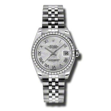 Rolex Pre Owned Datejust Steel and White Gold Custom Mother of Pearl Roman Dial on Jubilee 31mm