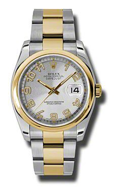 Rolex Pre Owned Datejust Steel and Yellow Gold Silver Concentric Arabic Dial on Oyster 36mm