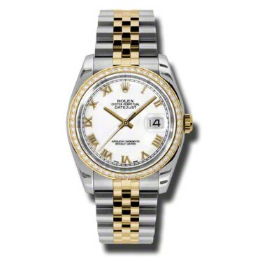 Rolex Pre Owned Datejust Steel and Yellow Gold White Roman Dial on Jubilee 36mm