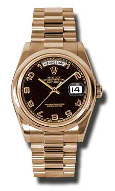 Rolex Pre Owned Day-Date President Rose Gold Black Dial 36mm