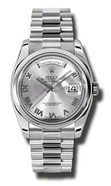 Rolex Pre Owned Day-Date President Platinum Rhodium Dial 36mm