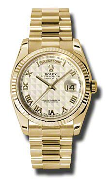Rolex Pre Owned Day-Date President Yellow Gold Ivory Dial 36mm