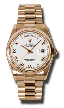 Rolex Pre Owned Day-Date President Rose Gold White Dial 36mm