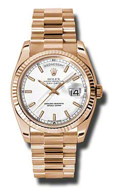 Rolex Pre Owned Day-Date President Rose Gold White Dial 36mm
