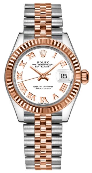 Rolex Datejust 28 Steel and Rose Gold White Roman Dial Jubilee Bracelet 28mm