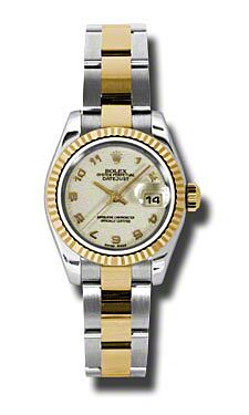 Rolex Pre Owned Datejust Steel and Yellow Gold Ivory Jubilee Arabic Dial on Oyster 26mm