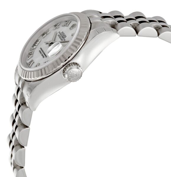 Pre Owned Rolex Datejust Steel and White Gold Custom Mother of Pearl Roman Dial on Jubilee Bracelet 26mm