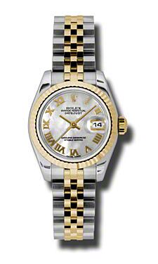 Rolex Pre Owned Datejust Steel and Yellow Gold Custom Mother of Pearl Roman Dial on Jubilee 26mm