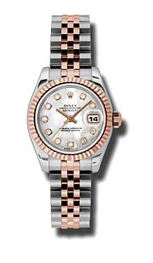 Rolex Pre Owned Datejust Steel and Rose Gold Custom Mother of Pearl Diamond Dial on Jubilee 26mm