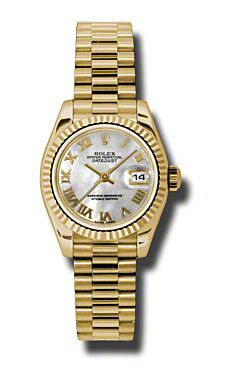 Rolex Pre Owned Datejust President Yellow Gold Mother of Pearl Roman Dial 26mm