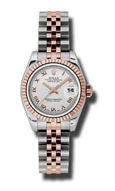 Rolex Pre Owned Datejust Steel and Rose Gold Silver Roman Dial on Jubilee 26mm