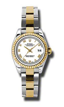 Rolex Pre Owned Datejust Steel and Yellow Gold White Roman Dial on Oyster 26mm
