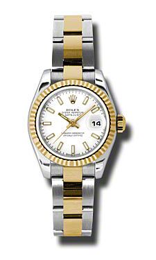 Rolex Pre Owned Datejust Steel and Yellow Gold White Stick Dial on Oyster 26mm