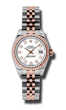 Rolex Pre Owned Datejust Steel and Rose Gold Custom White Diamond Dial on Jubilee 26mm