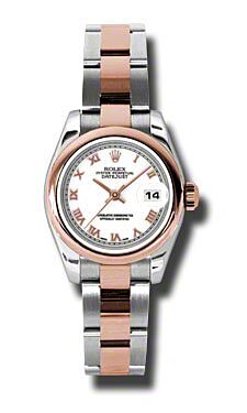 Rolex Pre Owned Datejust Steel and Rose Gold White Roman Dial on Oyster 26mm