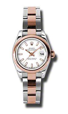 Rolex Pre Owned Datejust Steel and Rose Gold White Stick Dial on Oyster 26mm