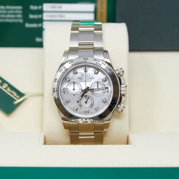 Rolex Pre-Owned Daytona White Gold Mother of Pearl Diamond Dial on Oyster [COMPLETE SET] 40mm