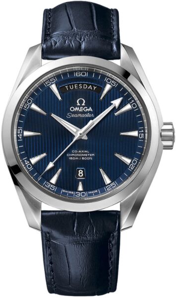 Aqua Terra Blue Dial Blue Leather Men's Watch