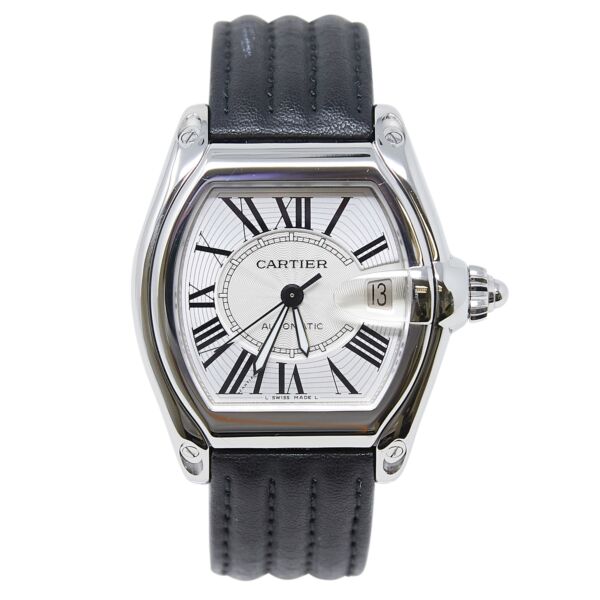 Cartier Pre-Owned Roadster Stainless Steel White Roman Dial on Leather Strap [BOX + PAPERS] 38mm