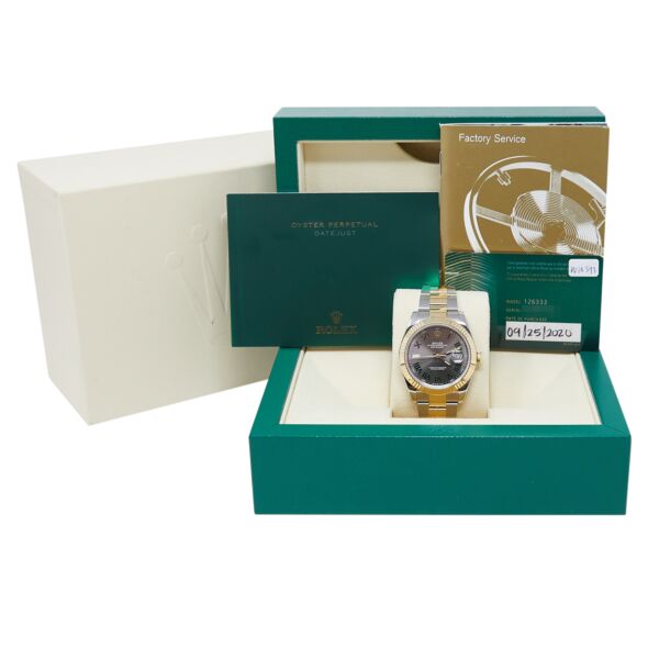 Rolex Pre-Owned Datejust 41 Steel and Yellow Gold Grey/Green Roman Dial on Oyster [COMPLETE SET] 2020