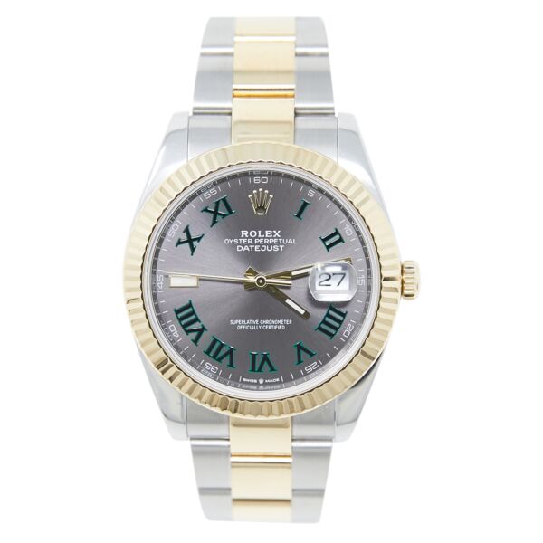 Rolex Pre-Owned Datejust 41 Steel and Yellow Gold Grey/Green Roman Dial on Oyster [COMPLETE SET] 2020