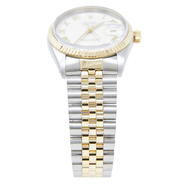 Rolex Pre-Owned Datejust 36 Steel + Yellow Gold Ivory Pyramid Roman Dial [BOX and SERVICE PAPERS]